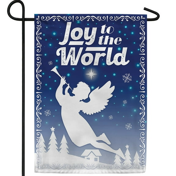 America Forever Rejoice Angel Christmas Garden Flag, 12.5 x 18 inch Double Sided, Religious Joy to the World Holiday Decor, Blue Xmas Winter Outdoor Yard Banner, Seasonal Decorative Flag