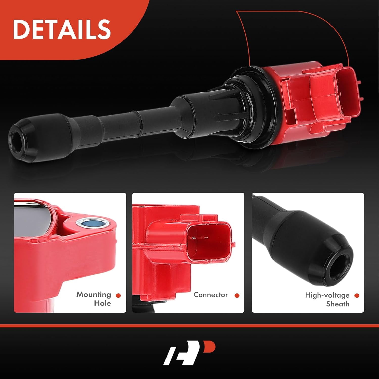 A-Premium (Red) Engine Ignition Coil Pack Compatible with Infiniti Q50 2014-2015, QX50 2014-2017, Q60 2014-2015, G37 2008-2013, QX70 2014-2017, Q70, Q40, EX37, FX37, M37, Q70L & Nissan 370Z, 6-PC Set