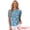 Blue Floral, variant on Floral Crew Neck Shirred Short Sleeve Casual Top L Black Red
