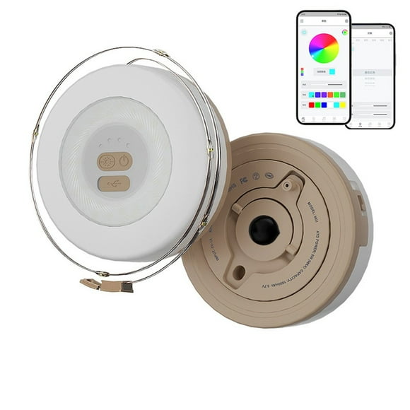 Cadena de luz LED recargable de 23 pies para camping con control de aplicaciones y diseño impermeable