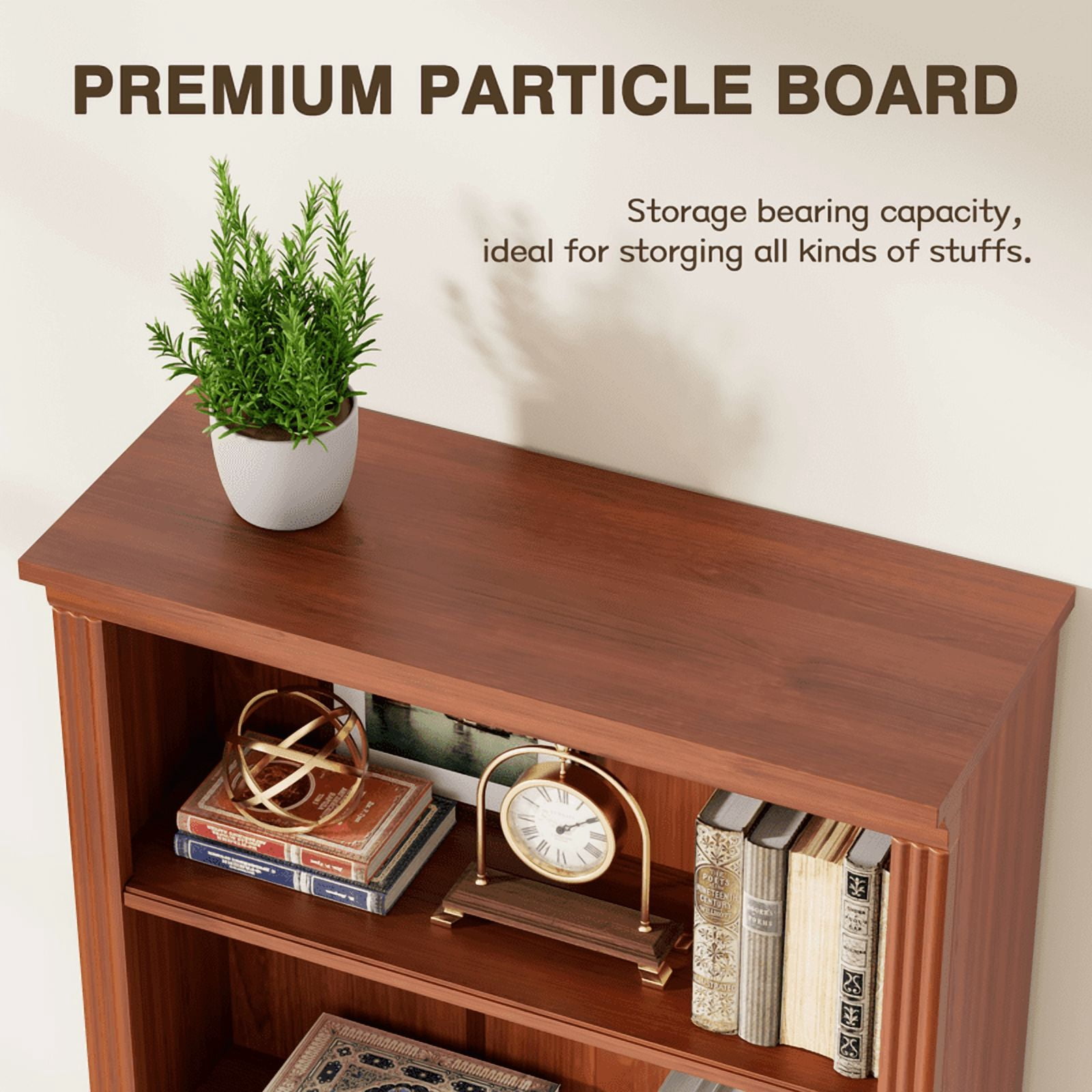 Vineego 5-Shelf Corner Bookcase - Sturdy Red Storage for Home Office, Living Room
