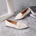 thumbnail image 6 of Women's White Suede Flat Loafers, Casual Slip-On Dress Shoes with Buckle Detail, 6 of 9