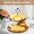 thumbnail image 6 of Cupcake Stand with Serving Tray and Metal Rod Rustic Wooden Tiered Cupcake Stand Decorative Tiered Tray Stand Display Dessert Holder for Home Tea Party Baby Shower Wedding Farmhouse Kitchen Decor, 6 of 7