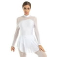 thumbnail image 3 of iiniim Women's Sheer Mesh Shiny Rhinestones Figure Ice Skating Dress Long Sleeves Ballet Dance Leotard, 3 of 7