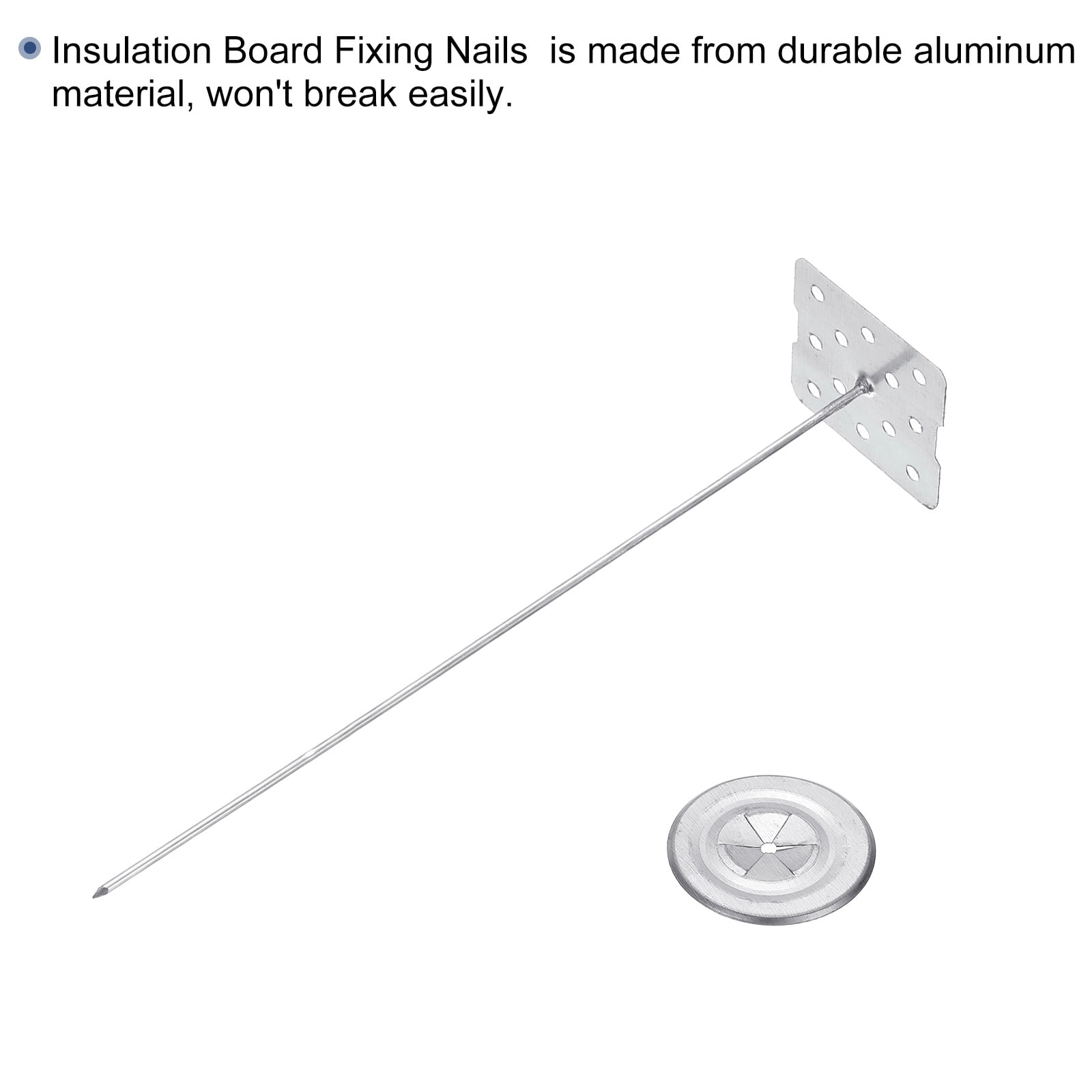 200mm Perforated Insulation Pins with Round Washer,50 Sets 2in Insulating Nails Wall Plug for Fixing Foam Boards to Wall or Ceiling