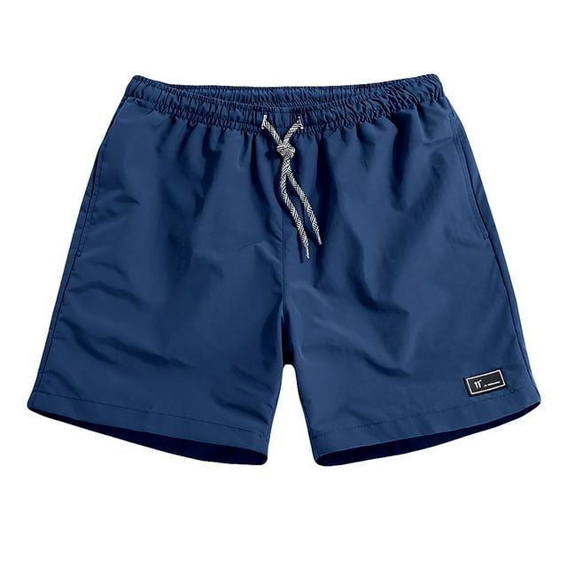 Clearance Yieetim Blue Swimming Trunks for Men, Summer Striped Printed with Pockets Elastic Waist Drawstring Beach Shorts, Lightweight Comfortable Fits Quickly Dry Swim Shorts