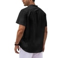 thumbnail image 4 of ORQ Lightweight Summer Stand Collar Pocket Short Sleeve Vacation Woven Men Shirt, 4 of 7