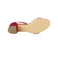 thumbnail image 5 of BLISSFUL STEP Women's Shoes Open Toe Mid Block Heel Ankle Strap Faux Suede Sandals Deep Red 9, 5 of 8