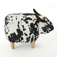 thumbnail image 3 of Massy Cow Kids Ottoman 25 Inches, Black, White Velvet, Light Brown Horn, 3 of 5