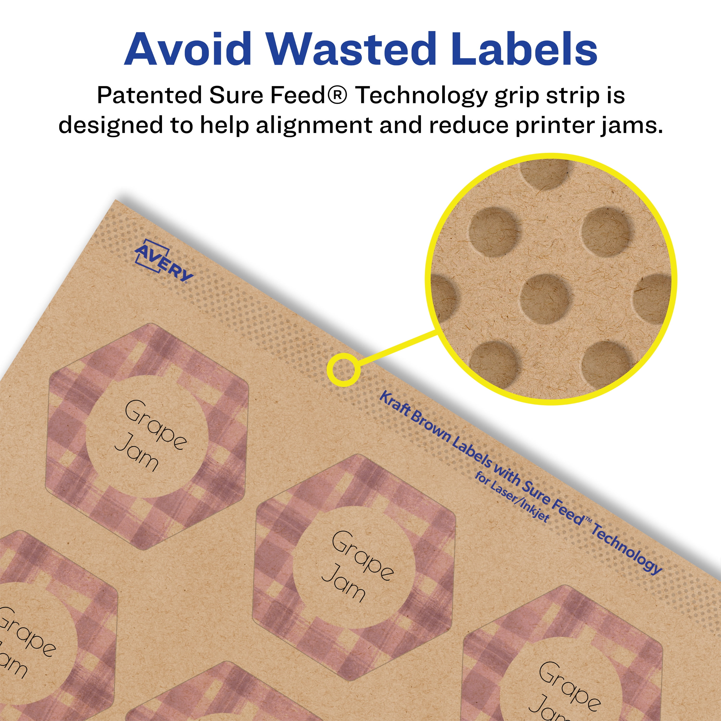 Avery Kraft Brown Hexagon Labels, 1-1/2" x 1-47/54", 2,000 Labels