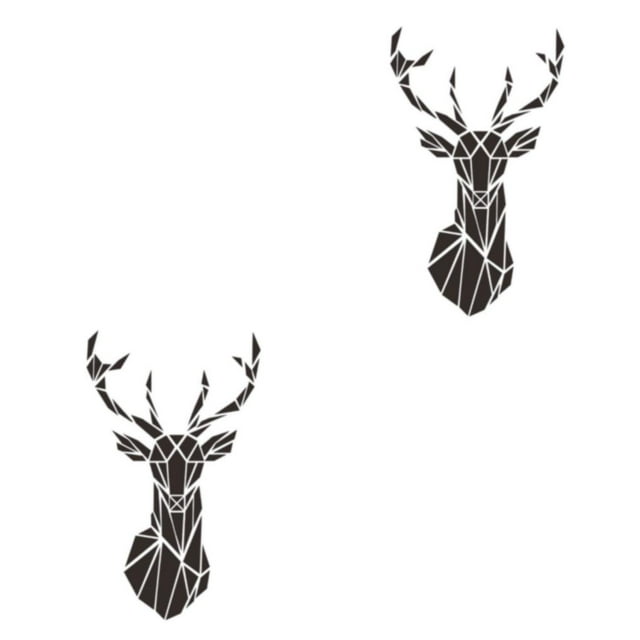 Decodeary Self Adhesive 3D Deer Head Mirror Wall Sticker For Easy Application black XXL 2Set