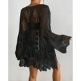 thumbnail image 2 of Bsubseach Lace Kimono Swimsuit Cover Up for Women Mesh Sheer Kimonos Cardigan Boho Beachwear Black, 2 of 6
