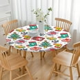 thumbnail image 3 of Festive Round Tablecloth for Christmas Day, 44 Inch Diameter with Elastic Edge to Stay Put During Gift Opening and Meals, 3 of 5