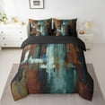 thumbnail image 2 of Manfei Retro Oil Painting Bedding Comforter Set 7 Pieces, Abstract Watercolor Art Queen Bedding Sets, Teal Brown Ombre Queen Sheet Sets, Microfiber Bedroom Decor, 2 of 8