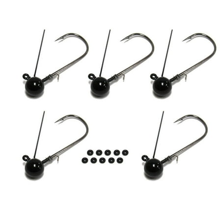 Harmony Fishing - Tungsten Weedless Ball Jigheads [Pack of 5 w/ 10 Bait Pegs] (ball jig heads for swim jigs and soft