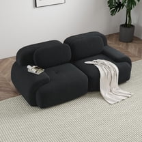 DEALTOPS 82" Oversized Corduroy Loveseat Sofa, Comfy 2-Seater Couch for Living Room & Bedroom, No Assembly, Black