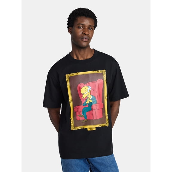 The Simpsons Mr. Burns Men’s Oversized Front and Back Graphic T-Shirt with Short Sleeves, Sizes S-3XL