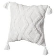 thumbnail image 3 of 16" Handwoven Cotton Throw Pillow Cover with White Tufted Patterns and Tassel Corners, 3 of 6
