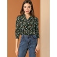 thumbnail image 3 of INSPIRE CHIC Blusa con botones de manga larga con cuello en V y blusas sueltas florales de gasa para mujer Negro S, 3 of 6