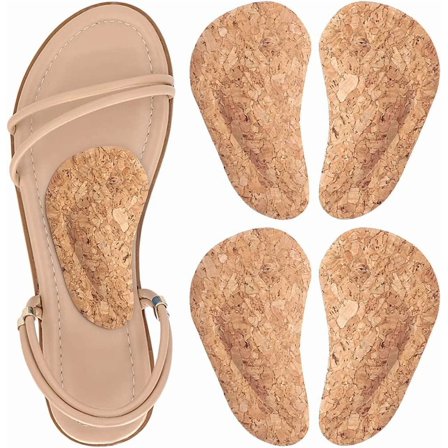 's Arch Support Shoe Inserts for Flat Feet, Plantar Fasciitis, Adhesive Arch Pads for Relieve Pain for Women & Men (Cork)