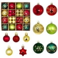 thumbnail image 2 of 44 Pack Red Green and Gold Christmas Tree Ornaments Set 2.36in Shatterproof Decorative Balls with Glitter Snowflakes Reindeer Stars and Assorted Patterns for Holiday Party Home Xmas Decor, 2 of 6