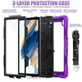 thumbnail image 2 of SaniMore for Samsung Galaxy Tab A8 (SM-X200/X205) 10.5" 2022 Case, 3 Layers Multi-Functional Cover Built-in Pencil Holder Shoulder & Hand Strap Kickstand Shockproof Protective Shell, Purple, 2 of 7