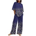 thumbnail image 2 of jovatis Survêtements pour Femmes Ensemble 2 Pcs Costume d'Été Mode Short Imprimé Pantalon Décontracté, 2 of 6