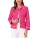 thumbnail image 1 of Chaquetas de cuello INSPIRE CHIC para mujer, de manga larga, con botones de perla y bolsillos, abrigos con ribete en contraste, color rosa intenso, 1 of 6