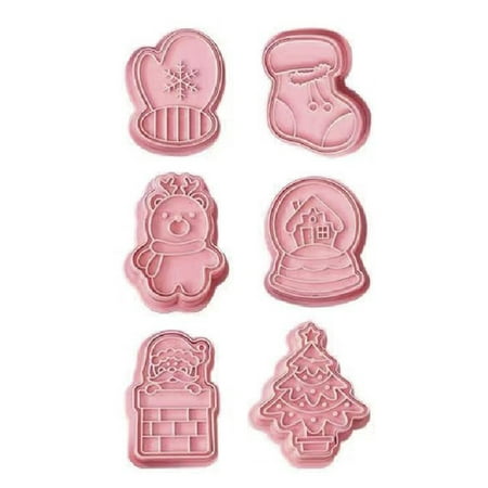 

Grandest Birch Non-stick 6Pcs Cookie Molds Eye-catching Food Grade Plastic Xmas Themed Biscuit Mold Cake DIY Baking Tools for Home