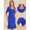 thumbnail image 2 of DARING DIVA Sweetheart Neck Cocktail Fishtail Bodycon Midi Dress M Royal Blue, 2 of 6