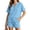 Light Blue, variant on ZyeKqe Womens Summer Sets Button V Neck Short Sleeve Shirts Drawstring Elastic Waist Shorts Casual 2 Piece Workout Sets