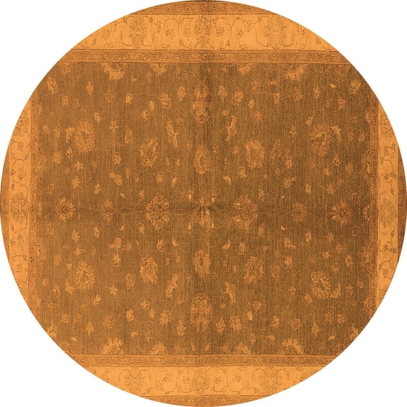 Ahgly Company Indoor Round Oriental Orange Industrial Area Rugs, 4' Round