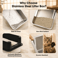 thumbnail image 5 of Black Large Stainless Steel Cat Litter Box, Durable Metal Pet Litter Pan for Adult Cats, 5 of 7