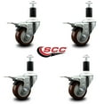 thumbnail image 2 of 3 Inch Maroon Poly Swivel 1-3/8 Inch Expanding Stem Caster Set Total Lock Brake, 2 of 2