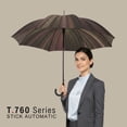 thumbnail image 2 of Knirps T.760 Automatic Long Stick Rain Umbrella in Dusk Fire – Lightweight Cane Umbrella, 4in1 Canopy, Fiberglass Ribs & Steel Shaft, OEKO-TEX Fabric, Lacquered Round Handle, Wind-Tunnel Tested, 2 of 8