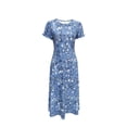 thumbnail image 3 of Floral Print Crew Neck Dress, Elegant Short Sleeve Dress For Spring & Summer, Women's Clothing, 3 of 4
