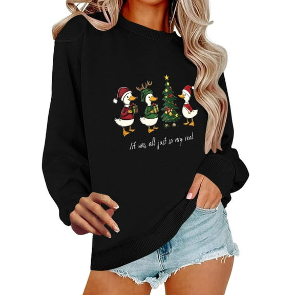Winter Saving Talove Long Sleeve Shirts for Women Funny Graphic Sweatshirt Fall Fashion Must Haves T Shirts Loose Fit Womens Tops Casual Plus Size Christmas Shirts