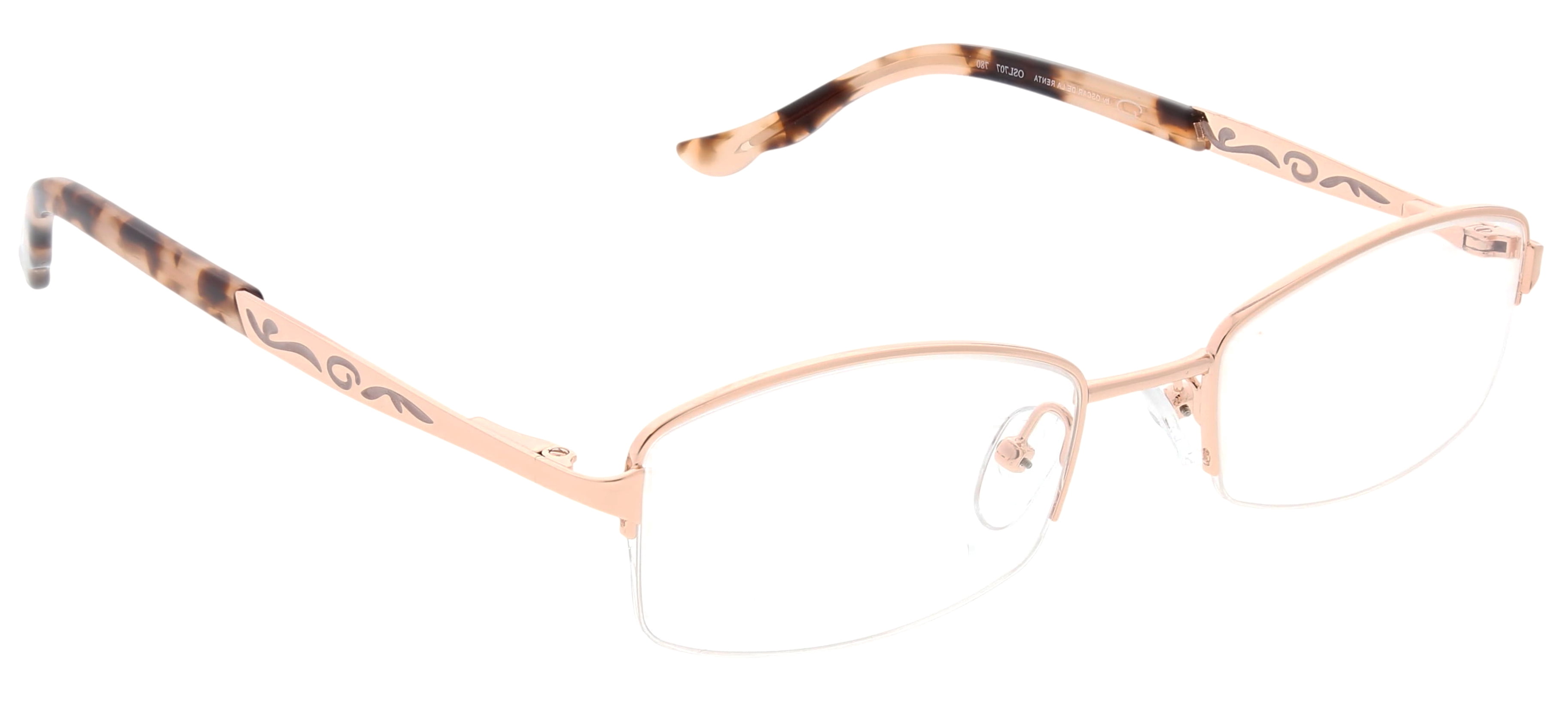 Oscar by Oscar de la Renta Womens Eyeglasses OSL707 Shiny Rose Gold Semi-Rimless Rectangle