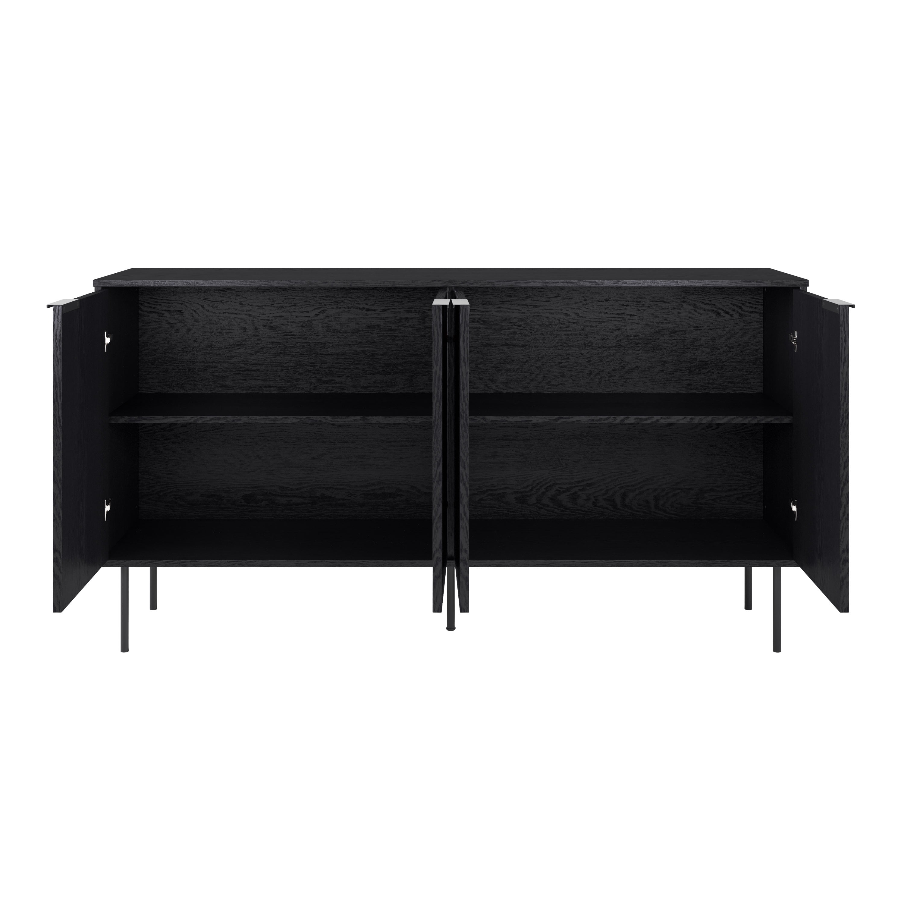 CorLiving Lysander Engineered Wood Fluted Sideboard with 4 Doors and 4 Shelves, Black