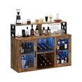 thumbnail image 4 of Bingirl Wine Bar Cabinet With LED Light, Industry Coffee Bar Cabinet With Wine Rack, Glass Holder, And Power Outlets, Kitchen Sideboard Buffet Cabinet For Living Room Dining Room,Brown, 4 of 8
