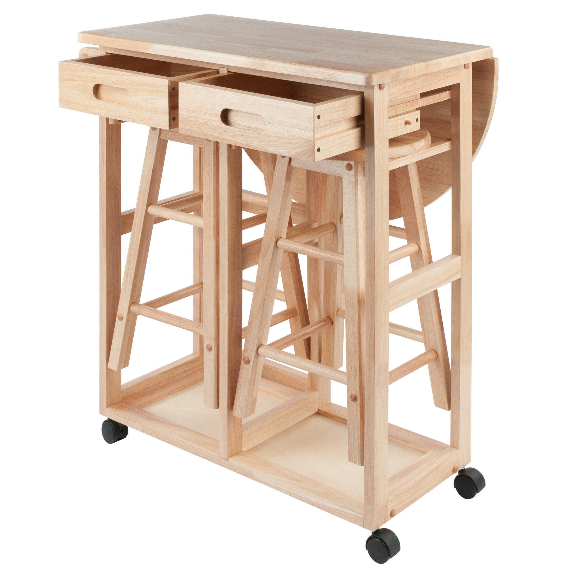 Winsome Wood Burnett 3-Pc Space Saver Set, 2 Tuck - away Stools, Natural Finish - image 3 of 14