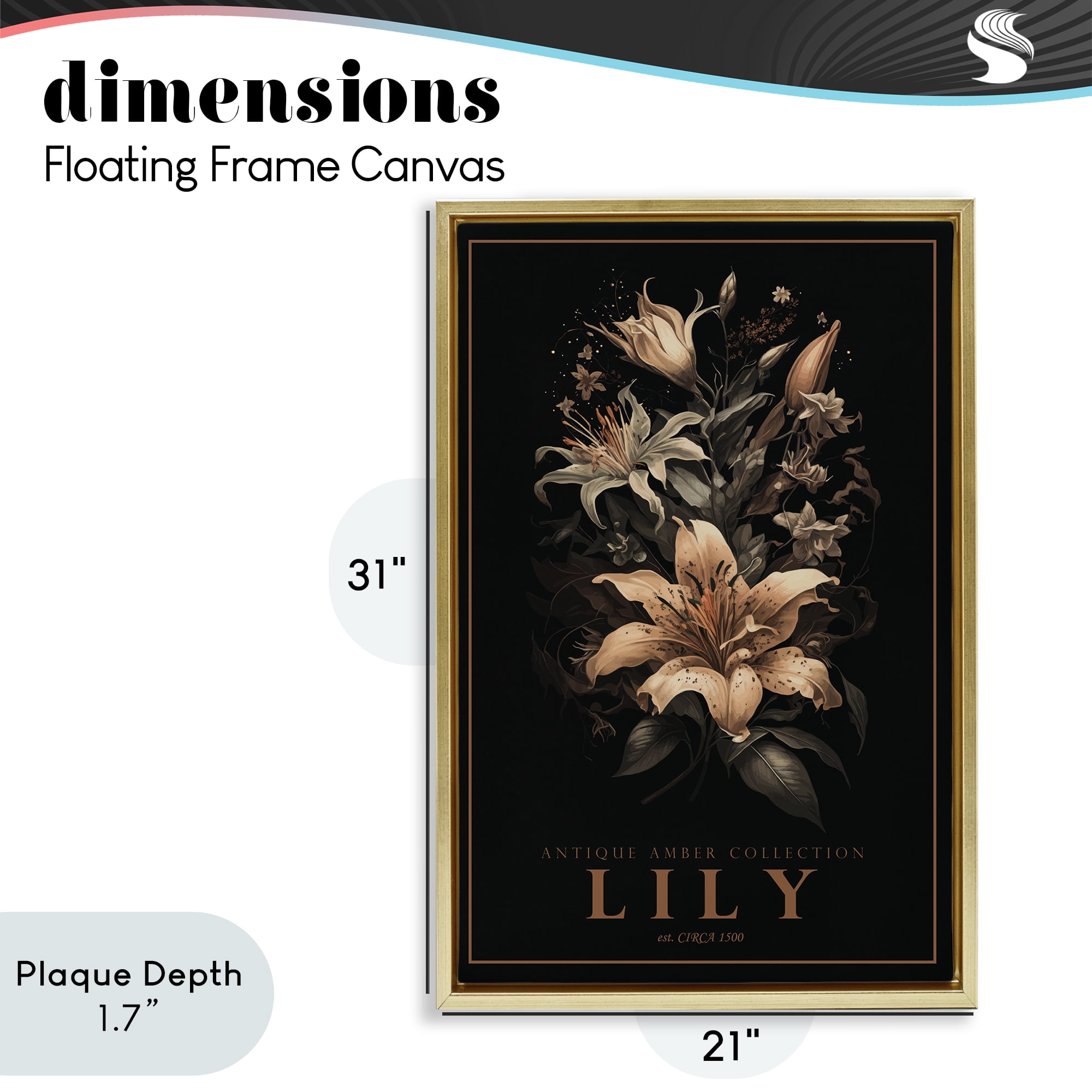 Stupell Industries Antique Lily Light Gold Framed Floater Canvas Wall Art, design by Chris Giampietro