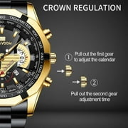 VAVA VOOM Multifunctional Luminous Sports Watch Fashion Top Stainless Steel Strap Calendar High Quality Quartz Elite For Men Wrist Watches