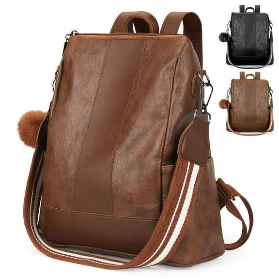 Spencer Backpack Purse for Women PU Leather Travel Bag Ladies Shoulder Bag Multipurpose Design Satchel Handbags Fashion Casual Backpack, Black