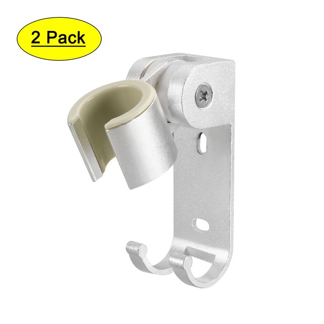 Soporte de ducha de mano montado en la pared de aluminio Uxcell 81x25x50mm con 2 ganchos 2 paquetes