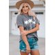 thumbnail image 4 of ABPHQTO Camiseta de manga corta con estampado gráfico de plantas Hello Summer Time gris para mujer, 4 of 5