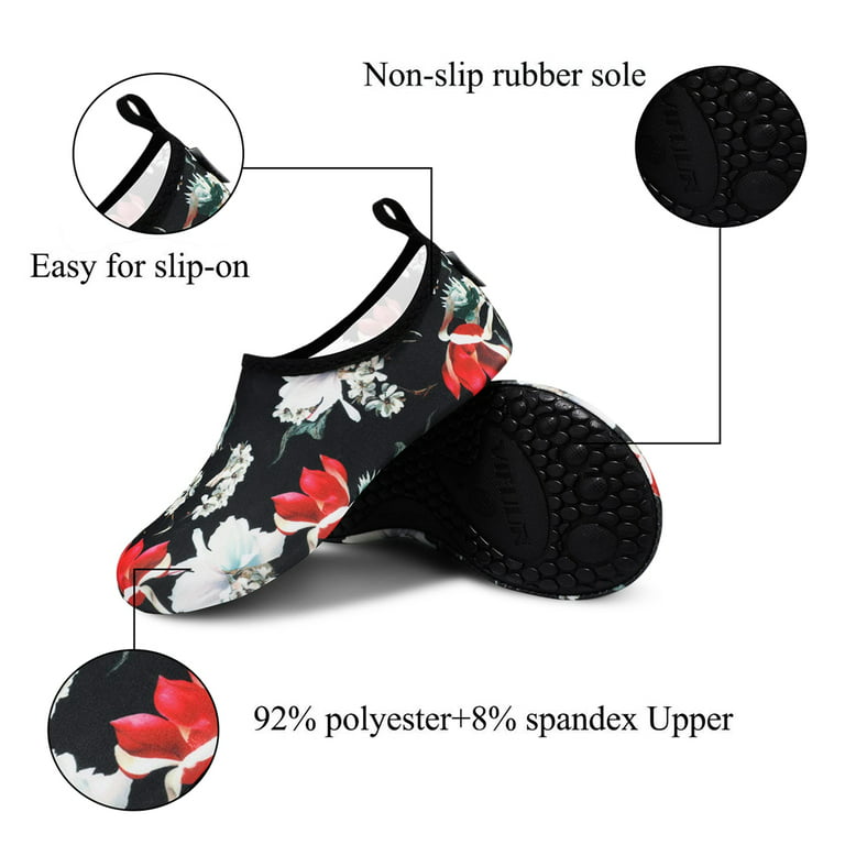 VIFUUR Water Sports Shoes Barefoot Quick-Dry Aqua Yoga Socks Slip-on for  Men Women Black