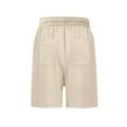 thumbnail image 5 of Bermuda Shorts For Women Drawstring Solid Color Pockets Solid Color Elastic Waist Shorts Khaki, 5 of 6