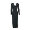 Laundry V-Neck Long Sleeve Gathered Side Slit Side Zipper Back Solid Jersey Dress-BLACK / 10