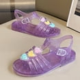 thumbnail image 4 of CYRBOKO Toddler Girls Jelly Sandals, Beach Breathable Open Toe Soft Soled Summer Shoes Purple Size 8(Toddler), 4 of 8